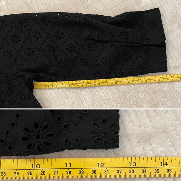 Gap Black Eyelet Cotton Blouse for Women Sz XS New 3/4 Length Sleeve - Picture 12 of 13